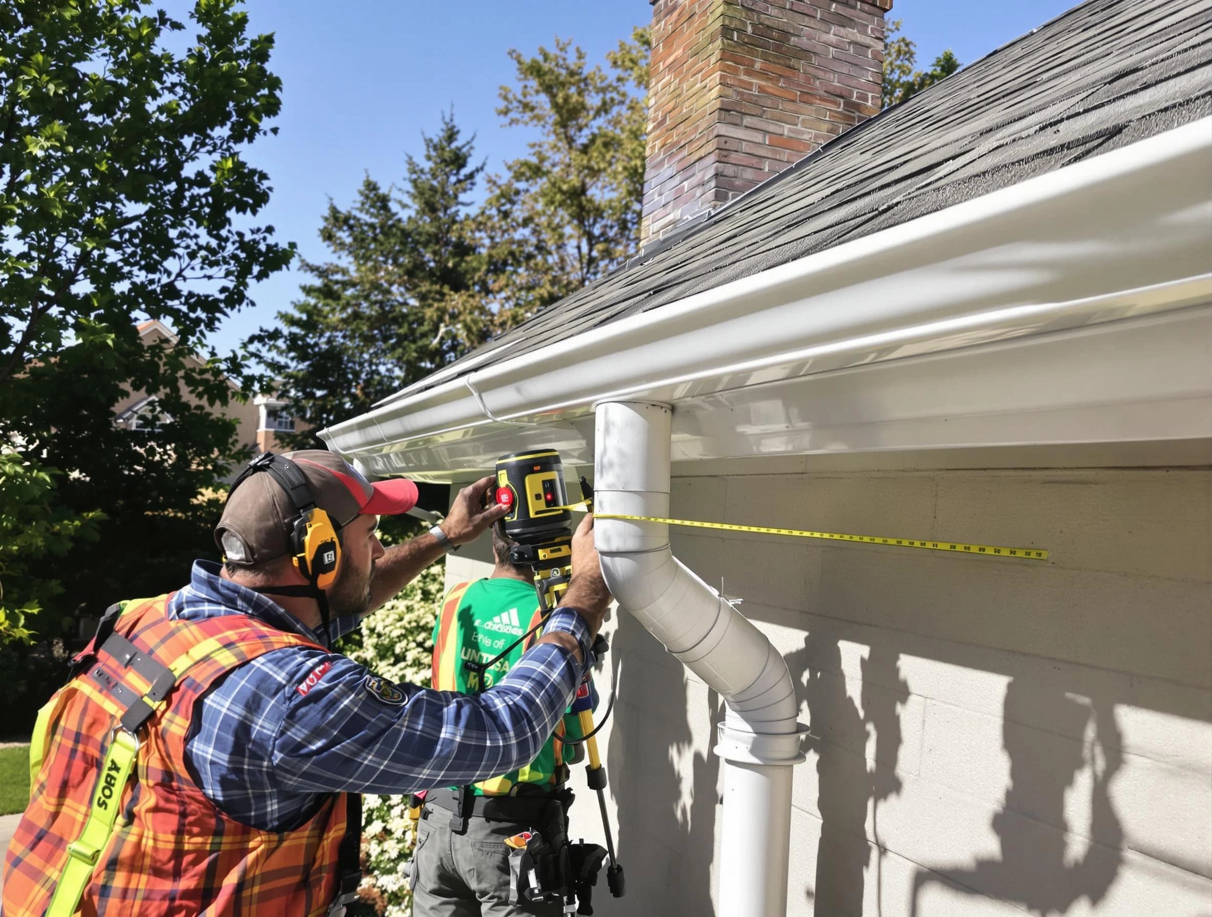 Mayfield Heights Roofing Company installing downspouts at a property in Mayfield Heights, OH
