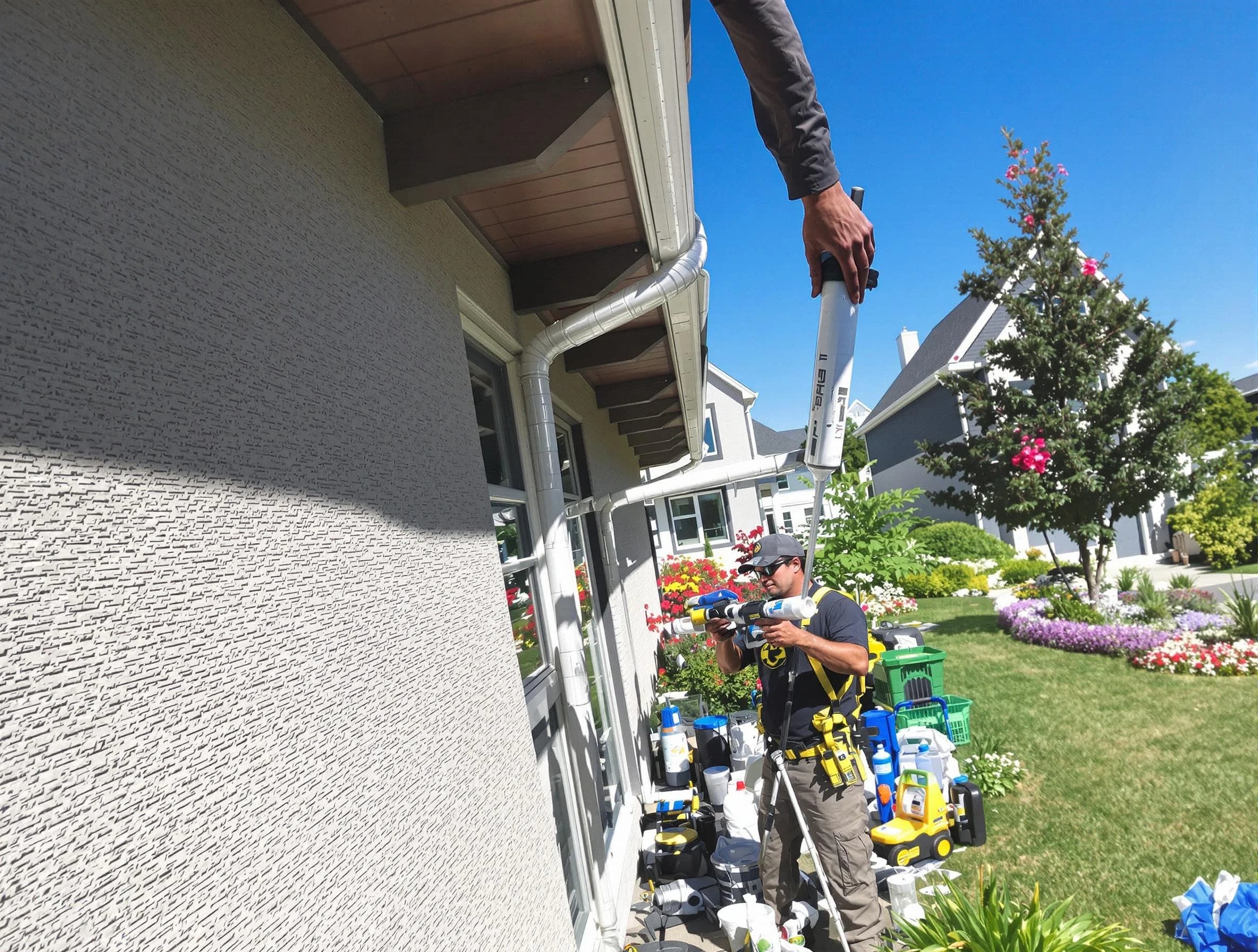 Reinforced downspout bracket installed by Mayfield Heights Roofing Company in Mayfield Heights, OH
