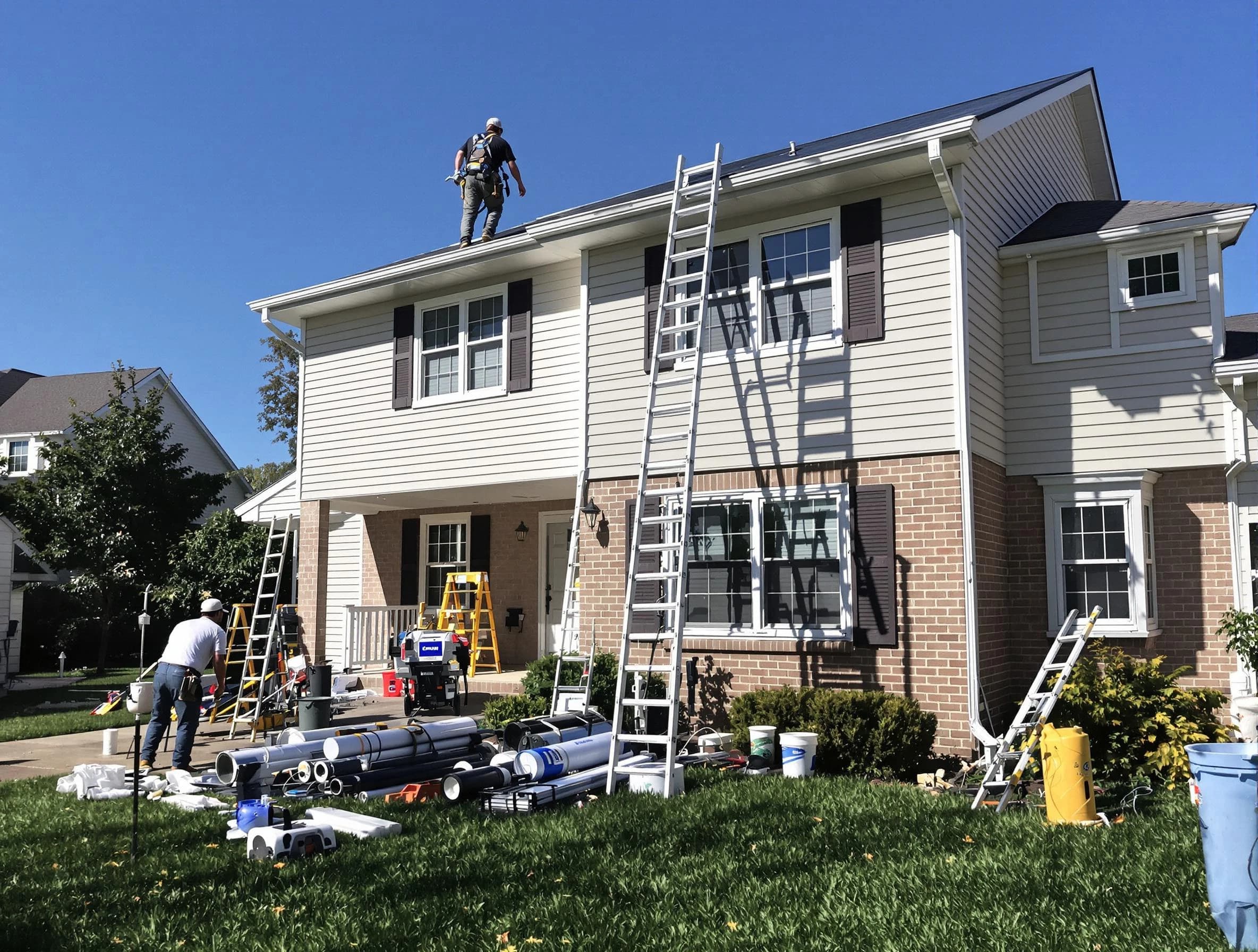 Mayfield Heights Roofing Company completing a gutter replacement in Mayfield Heights, OH