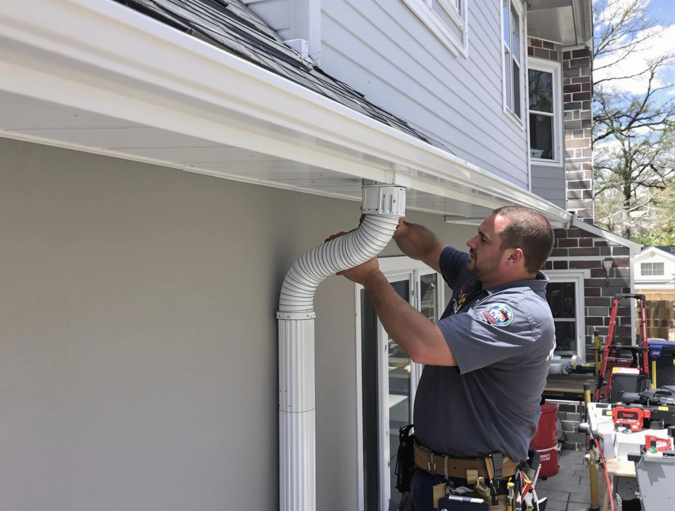 Downspouts installed by Mayfield Heights Roofing Company to guide water away in Mayfield Heights, OH