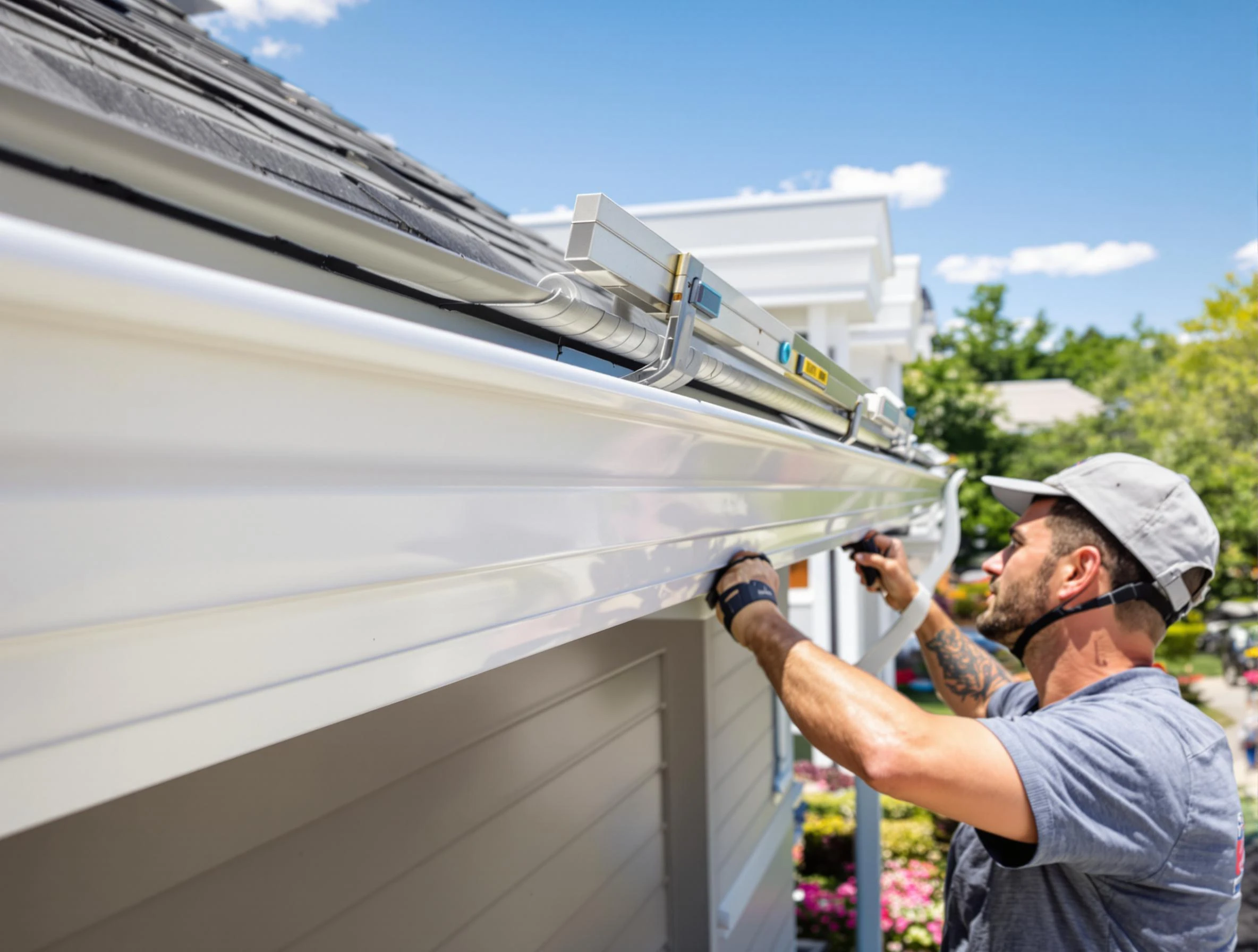 Newly installed gutters by Mayfield Heights Roofing Company for a home in Mayfield Heights, OH